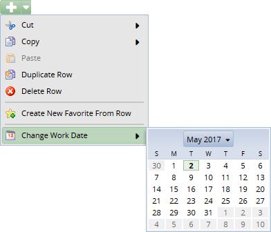 Change Work Date 1. If you entered time on the wrong day, you can easily change the work date.