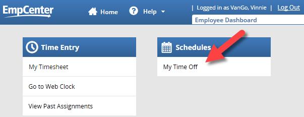 Time Off Requests Basic Time Off Request EmpCenter will allow time off requests to be made up to 365 days from the current date.