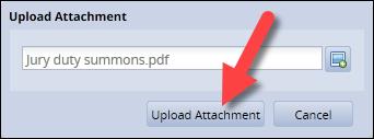 4. In the Upload Attachment window, click on Upload Attachment: 5.