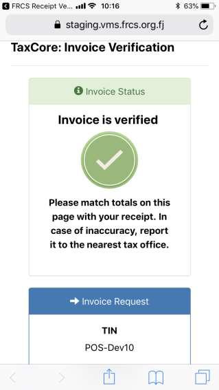Invoice Verification Save Receipt Send to