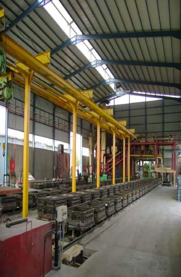 MOULDING Molding lines are automatic DISA and Furan sand system favors high volume continuous production, 30 moulds / hour.