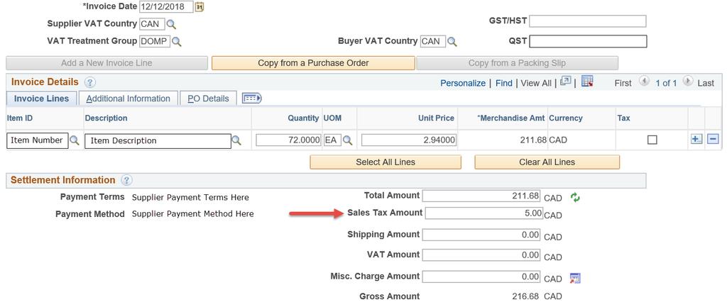Include PST Amount If invoice contains PST, please enter into the Sales Tax Amount Field.