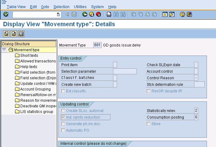 Step 3: Independent Requirement Reduction for Movement Type Transaction : OMJJ Requirements reduction upon goods movements