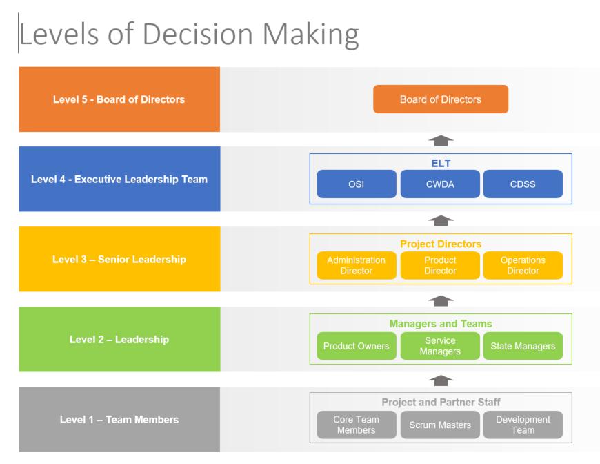 Figure 1: To further define the Levels of Decision Making, CWDS