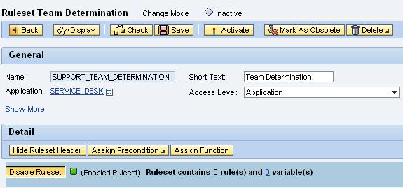 This function triggers the processing of the ruleset for support team determination.