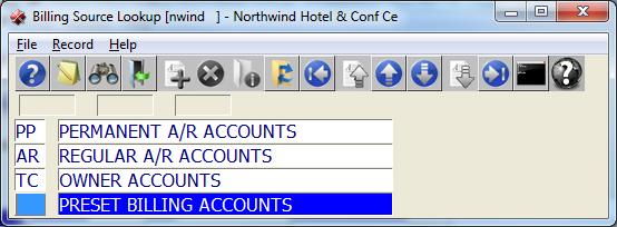 Once on the Client field, use the F8 Lookup to select an account. The screen that is displayed will depend on the type of account chosen.