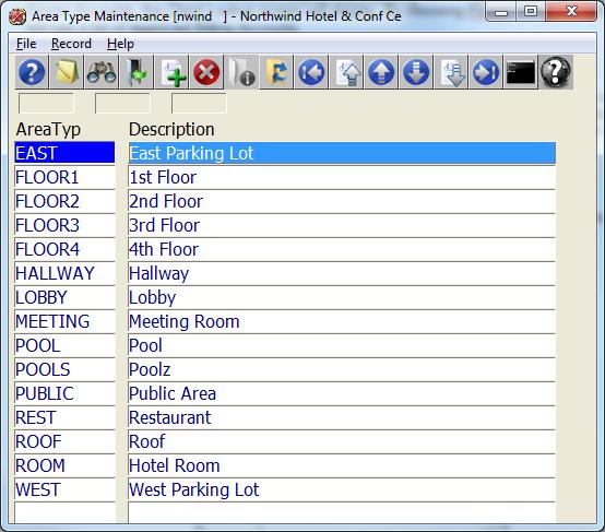 Area Type Maintenance Area Type Maintenance allows the user to track inventory items in a particular area of the property through Area/Room Type Inventory Maintenance (see section 3.2.1 & 3.2.2).