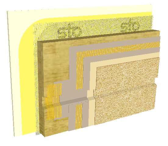 Aesthetic Reveal Detail No.: 56s.05 CAE Sto DrainScreen 10mm Sto Base Coat (with Sto Reinforcing Mesh Embedded) Mineral Wool Insulation Board (See Note 4) StoGuard Air and 3/4" (19 mm) min.