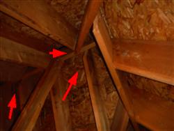 When the heel of the rafter is not supported by the ridge board the load is concentrated on the toe of the rafter cut.