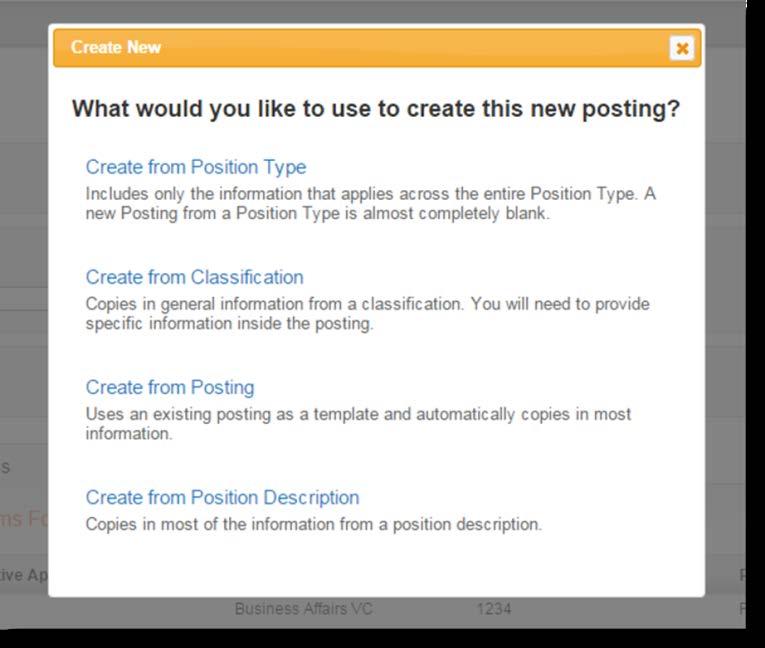 box that says Create New Posting.