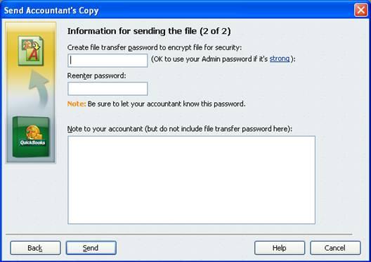 Figure 2 Encryption Password Window Other 2008 Enhancements for the Accountant s Copy Below is a list of other enhancements available in 2008: QuickBooks Premier: Accountant Edition 2008 will work