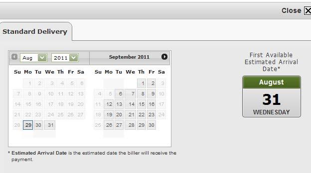 From the calendar choose the date the payment will be processed.