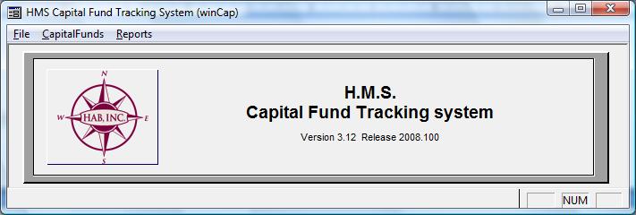 Main Menu Capital Fund Tracking This menu will allow for any setup related activities under the File option. The Capital funds menu item will take the user directly to the Capital fund Lookup screen.