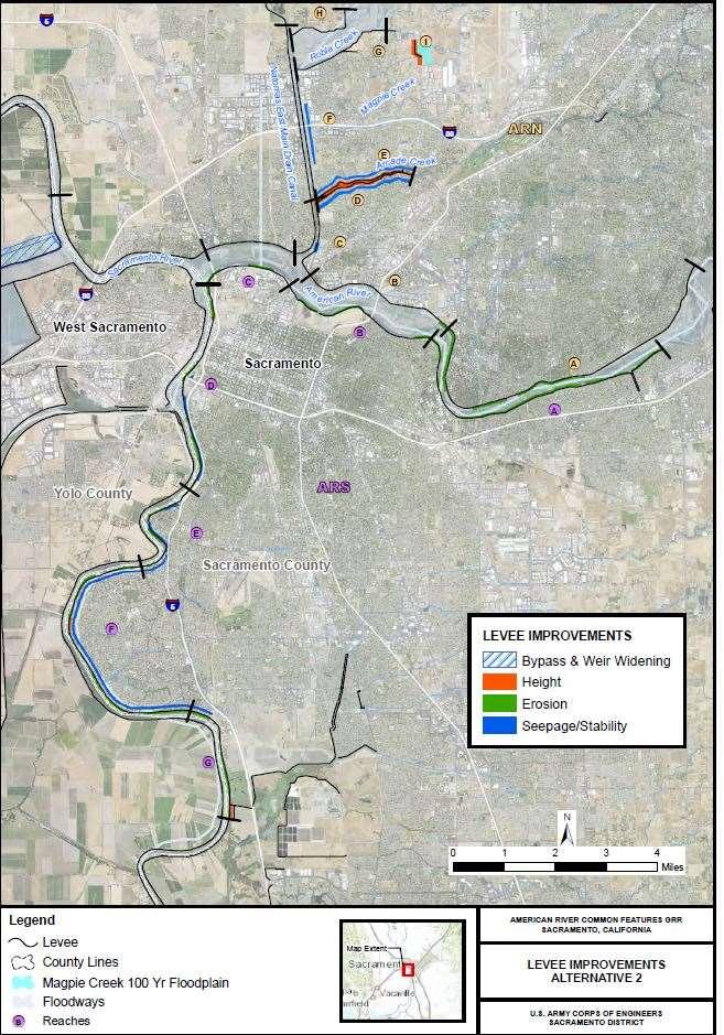AMERICAN RIVER COMMON FEATURES (ARCF) SUPPLEMENTAL TARGET JAN 224 Features Cutoff walls Bank protection Levee stabilization Levee raises Widen Sacramento Weir and Bypass Environmental