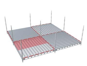 LOADING CONDITIONS Permissible load classes for different beam combinations The tables apply to HAKI Universal Aluminium LB or ERB beams for varying bay sizes, decking of weight 16.