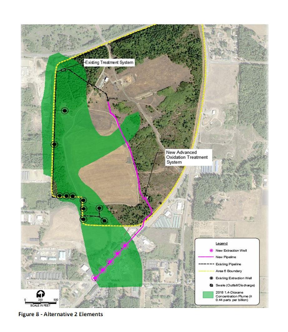 PREFERRED ALTERNATIVE: CLEANUP ALTERNATIVE 2 The new southern AOP plant is proposed to be constructed at the southeast corner of the Site and will treat extracted groundwater from the new extraction
