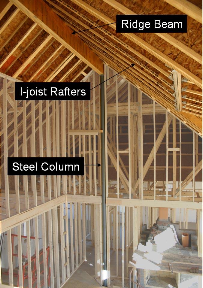 FIREFIGHTER AWARENESS GUIDES 5 Figure 8 I-Joists Used as Roof Rafters I-joists are used as roof rafters where high, open ceilings are desired, such as this 2 1 /2-story room.