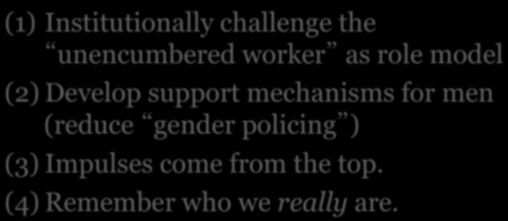 support mechanisms for men (reduce gender policing )