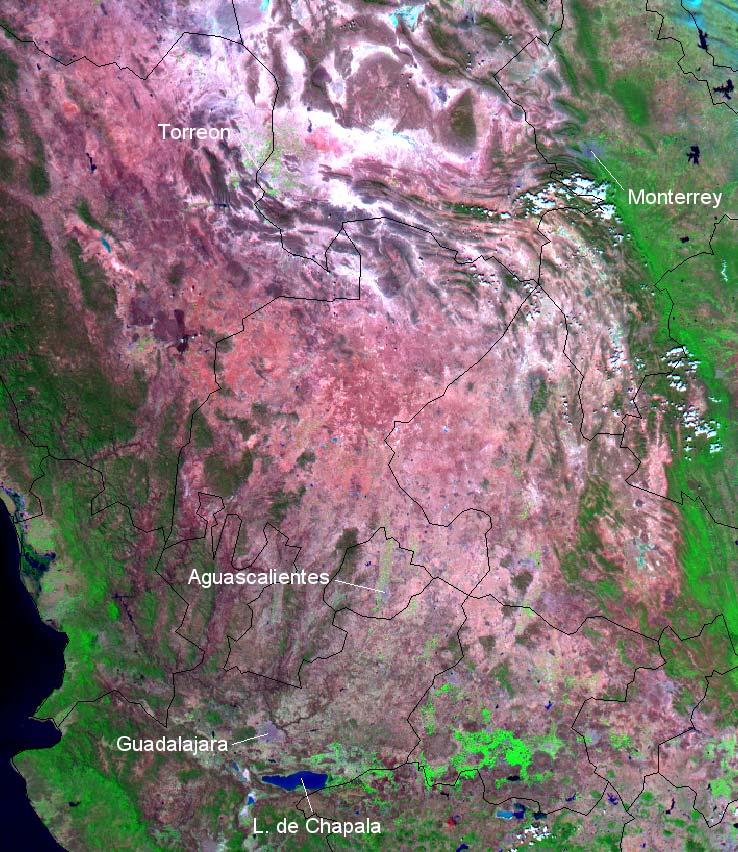 Figure 2. An overview of the entire study area as seen by the MODIS Aqua sensor on March 16, 23. 3.