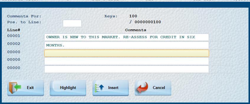 To Display Account Comments: Click on [Acct Cmts] (F19). The global Account Comments window appears.