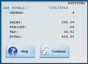 To Display Daily Order Totals: From the History List screen, in an Invoice Opt field for the Date, Click on 9=Day Totals.