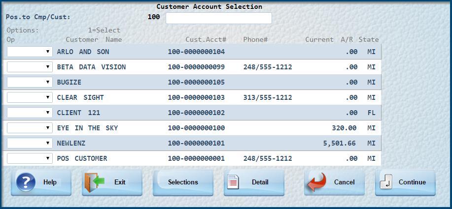 Customer Account Selection window The system returns to the Apply Payment screen. Key Check #, [Tab] Up to 7 digits, numeric. Enter the check number, if payment is a check.