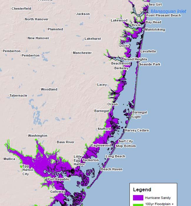 Ocean County Inundation Map with Sea