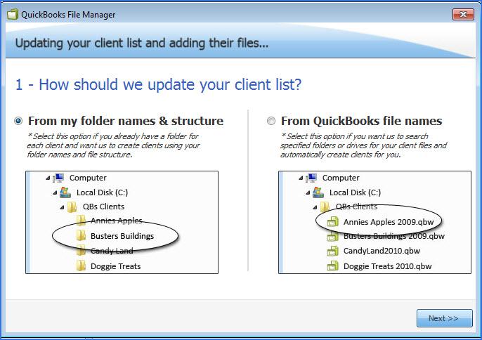 Figure 39: Create your File Manager client list with