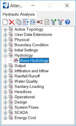 Reviewing the Hydrology Alternative 1. Click Subsurface Utilities > Analysis > Calculation > Alternatives 2.