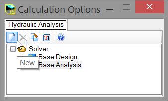 Creating a New Calculation Option 1. In the Subsurface Utilities workflow/ribbon, click on Analysis > Calculation > Options. 2. In the Calculation Options dialog, click New.
