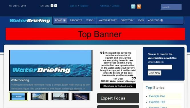 3 Advertising with WaterBriefing With a range of campaigns to suit every budget, advertise on WaterBriefing to effectively reach key professionals throughout the water industry via our