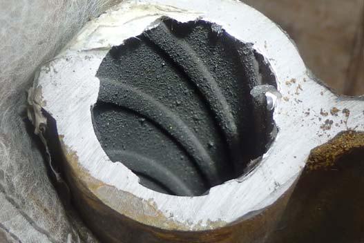 Photo 15: Tube at burner level - ribbed tube was found to be free