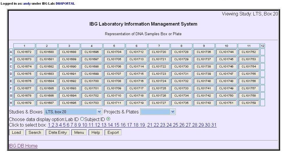 IBG LIMS Tool to Locate Archived Samples Note that