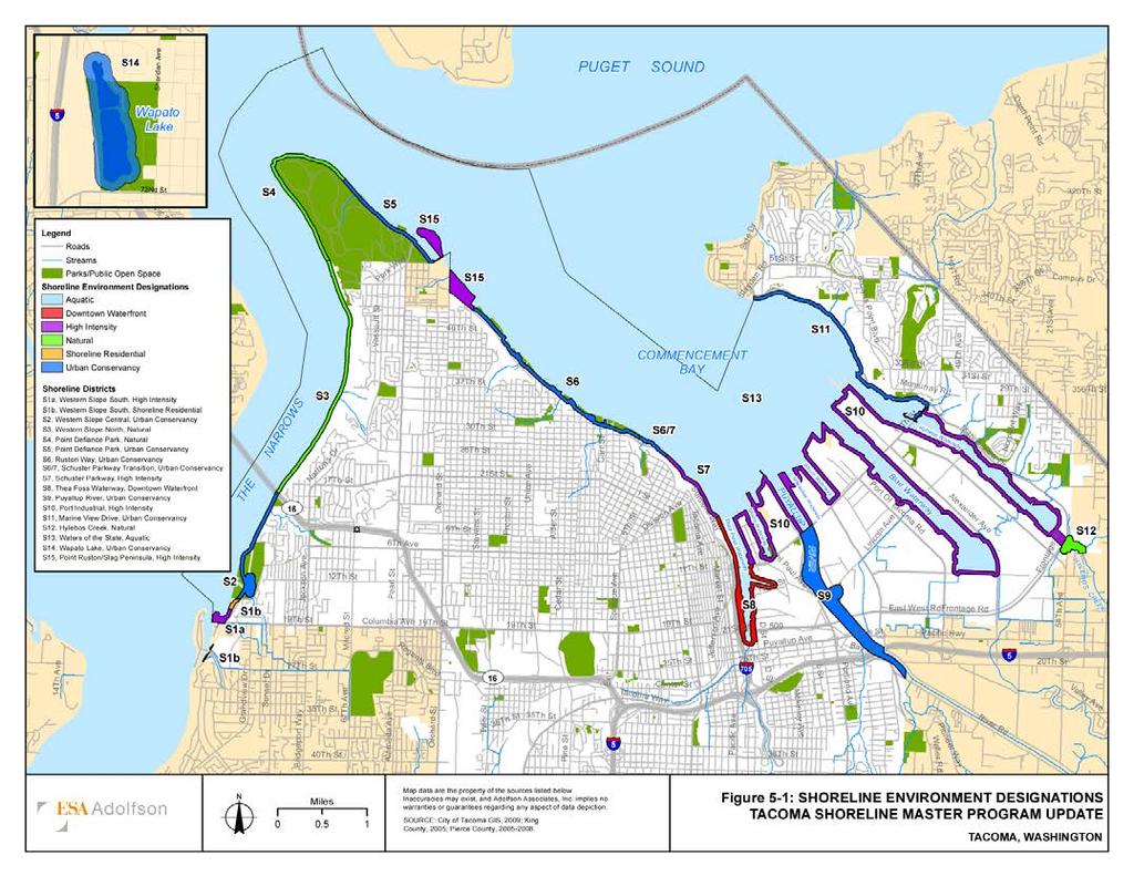 The review area includes all shorelines city-wide, both marine and freshwaters, and lands within 200 of the ordinary high water