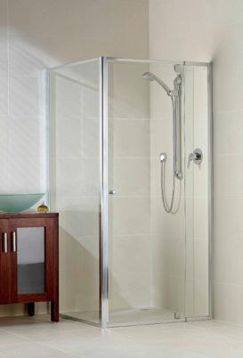 and Mizu Drift curved bath outlet (Chrome) Semi-Framed with pivot door with clear glass + Shower