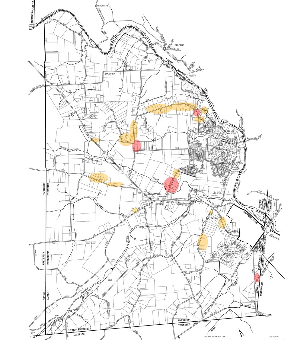 Areas that contain on-lot systems where conditions are suspect, per anecdotal information and Health Department records.