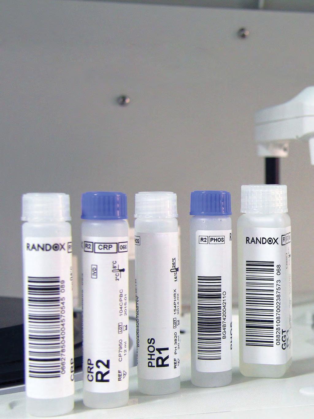 In addition to offering an unrivalled range of chemistries, Randox reagents offer users further beneficial features including: Randox easy-read reagents - reagents packaged in dedicated bottles and