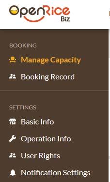 Close Restaurant 3 4 Click Add Special Capacity Input Title of the Special period Select Date range Status: Click Not accept booking Change Operating Hours 3 4 5 Click "Add Special Capacity"