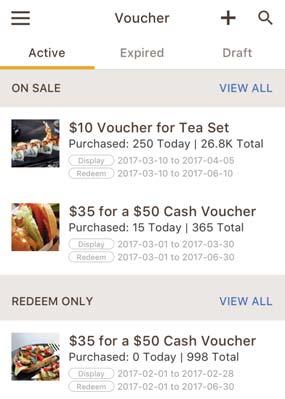 VOUCHER Access point Vouchers is now available for Merchant to publish conveniently on OpenRice. VOUCHER Dashboard Click Voucher to create a voucher.