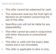 Available branch VOUCHER Content Original Price Photo Discounted Price Valid Period The period of Voucher available for purchase on OpenRice Stock (optional) Terms & Conditions Redemption