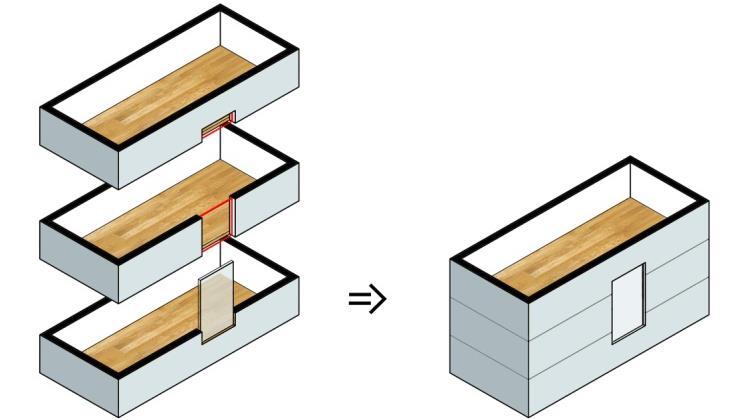 Figure 14. Window on the First Floor May Require Openings Added on Next Two Floors 4.6.1.1.3 Doors Door objects should be created using the appropriate tool in the BIM-authoring application.