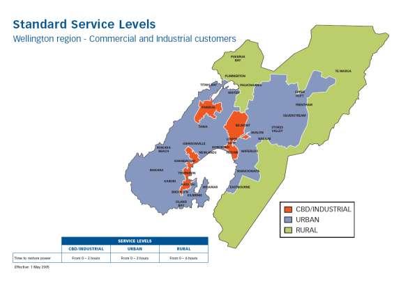 Figure 4-11 Standard Service Level Areas Time taken to restore power is recorded in ENMAC. Refer to Section 2.