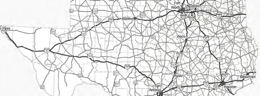 Texas Highway System Existing Texas Highway Map Texas has over 313,200 lane miles of roadway