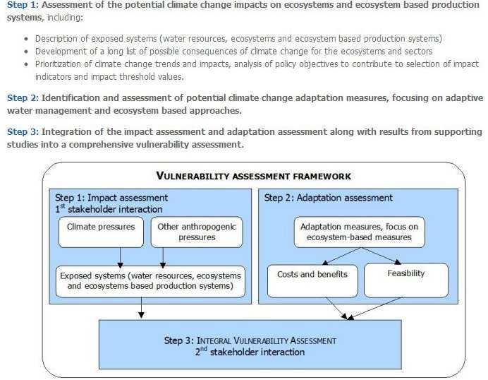 Vulnerability Framework Vulnerability assessment Scope of Assessment Vulnerability Assessment steps Adaptation options Interim report {updated (describe text impacts from inception report} and
