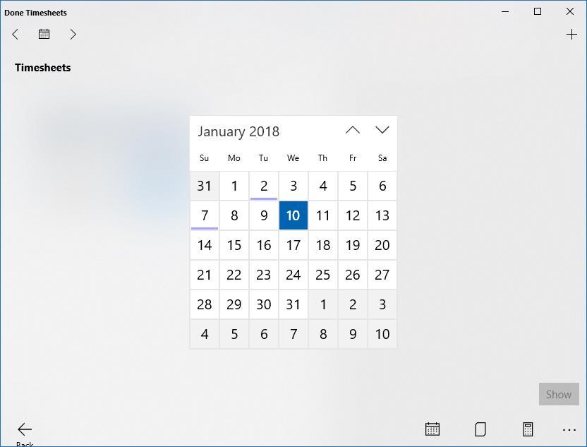 When the dropdown window appear, select the date you wish to view timesheets for, or click the Today button to show