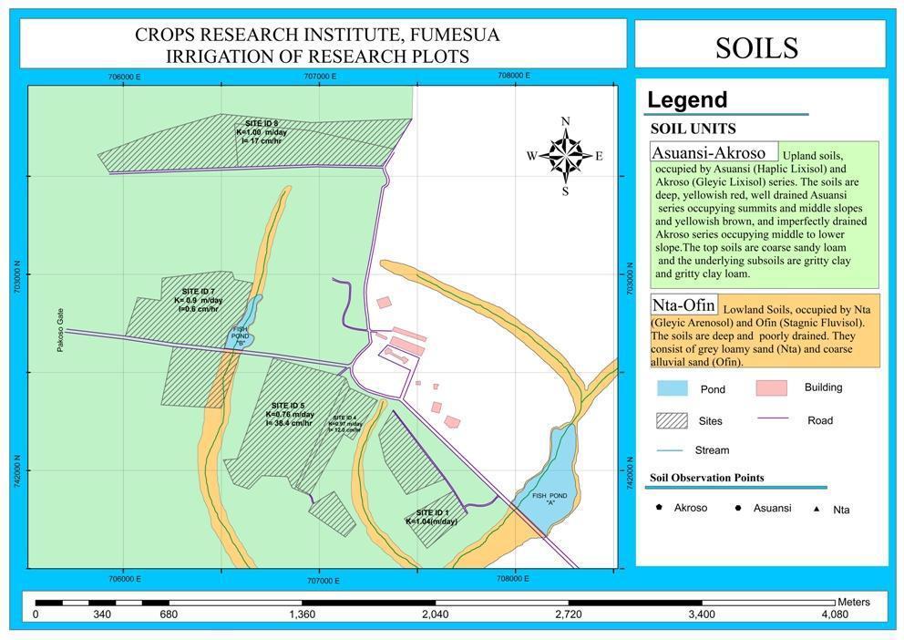 Hydrological survey and Irrigation water quality analysis: There are two man-made water reservoirs on the station labelled A and B for the purpose of this report with capacities 36,896 m 3 and 6,868