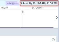 The timesheet status and the submission deadline will populate in the top right corner of the timesheet. 12.