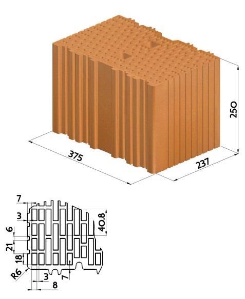 ρ = 0,67 kg/dm 3 Brick #4: Clay masonry POROTHERM