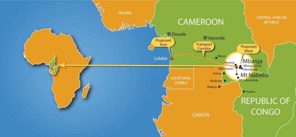 A PIONEER MINING PROJECT FOR CENTRAL AFRICA 510 km rail line dedicated to the transport of iron ore and 70 km spur line from Nabeba Deep water port capable of taking bulk iron ore carriers of
