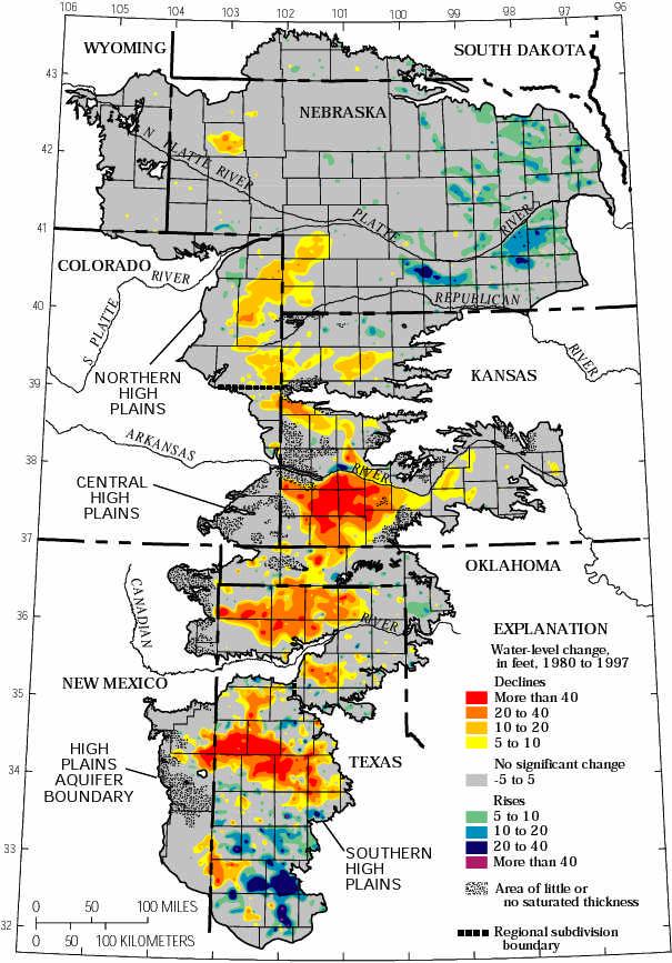 - 10 - Figure 2 USGS Water Level Changes in the High Plains Aquifer, 1980 to 1999. V. L. McGuire, March 2001.